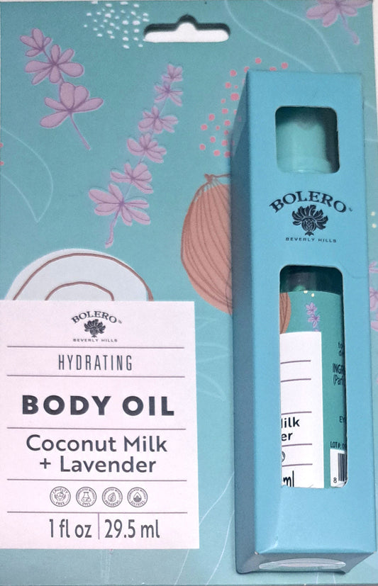 Bolero Beverly Hills Hydrating Body Oil - Coconut Milk & Lavender for all skin types 1fl
