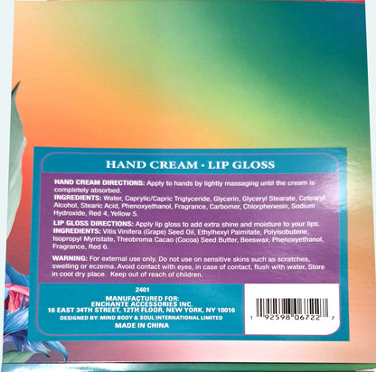 Crystal Waters Hand Cream & Lip Gloss Cherry Blossom and Juniper Rain (Set of 2 Pack)