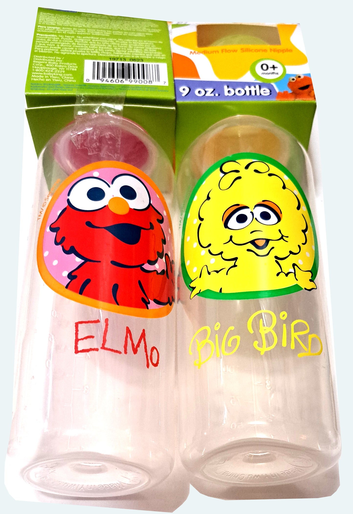 Sesame Street Big Bird & Elmo Baby Bottle Set of 2 9 oz Bottles