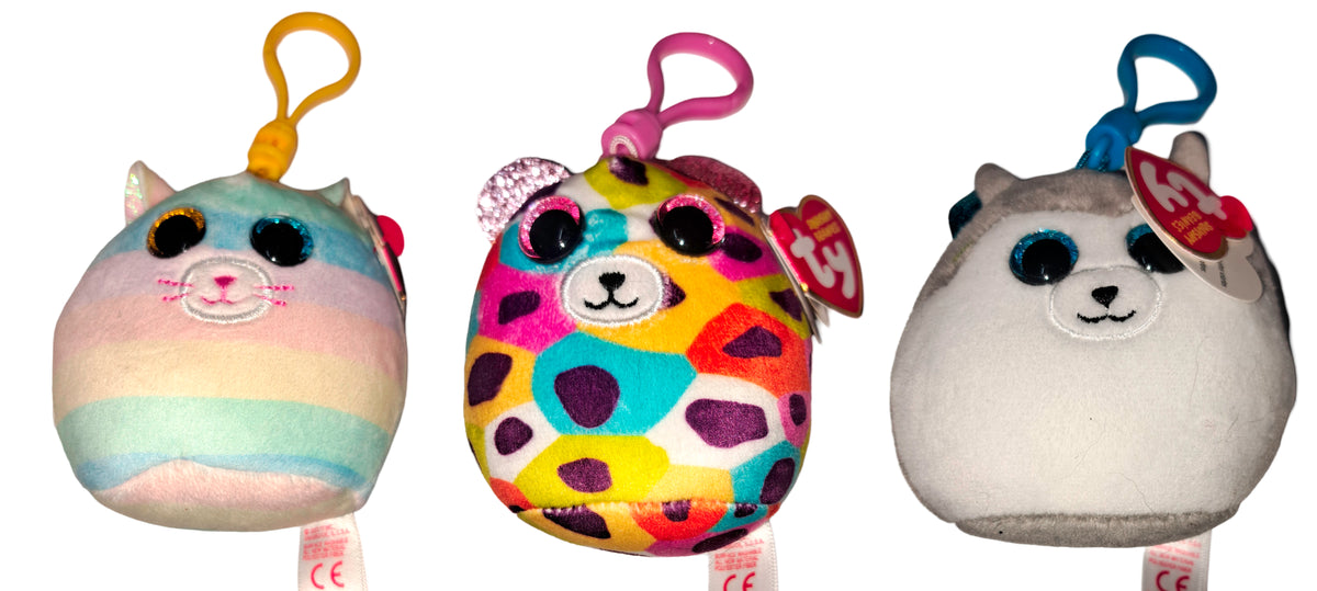 Ty Squishy Beanie Plush Key Chain Clip Stuffed Animal Kids Toy (Set of 3) v2