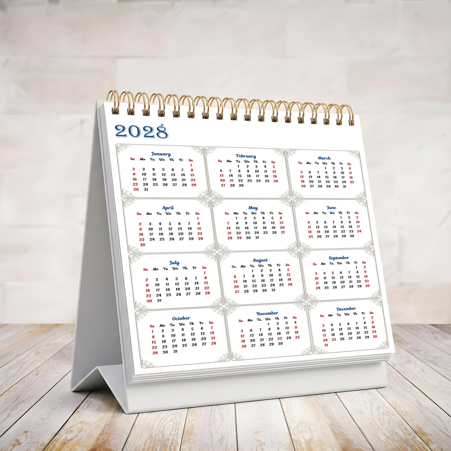 2027-12 Months Desk Calendar Desktop Planner with To-Do List (Birds)