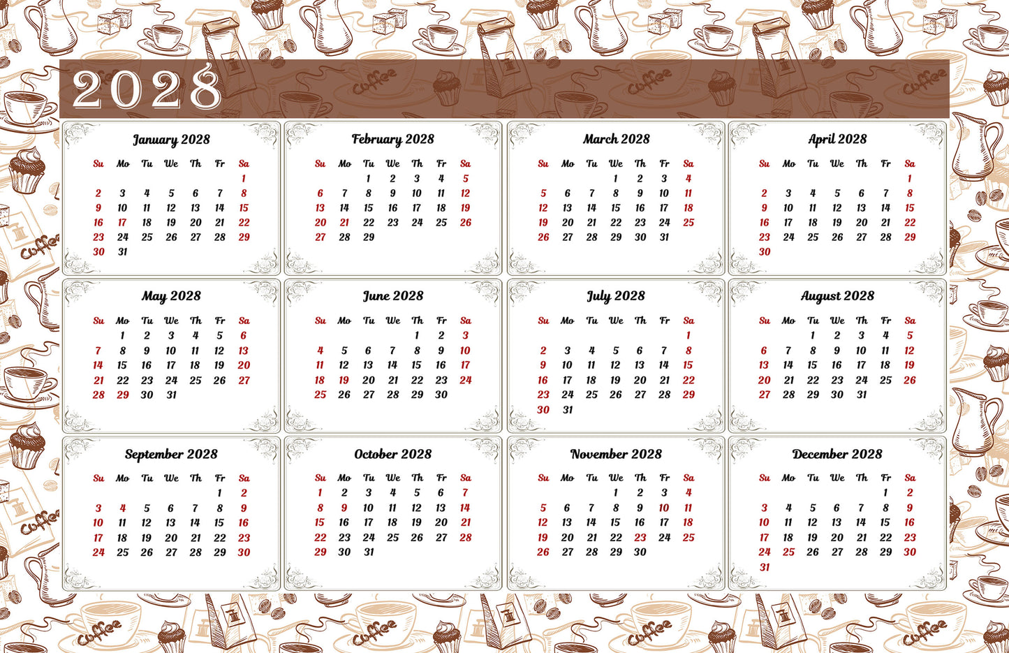 2027-12 Months Desk Calendar Desktop Planner with To-Do List & Notes 020