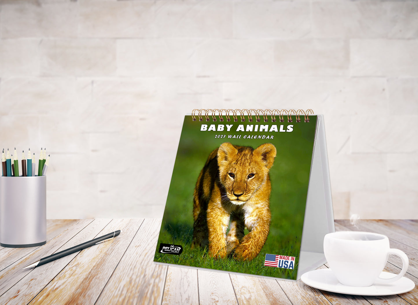 2027-12 Months Desk Calendar Desktop Planner with To-Do List (Baby Animals)