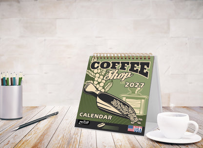 2027-12 Months Desk Calendar Desktop Planner with To-Do List (Coffee)