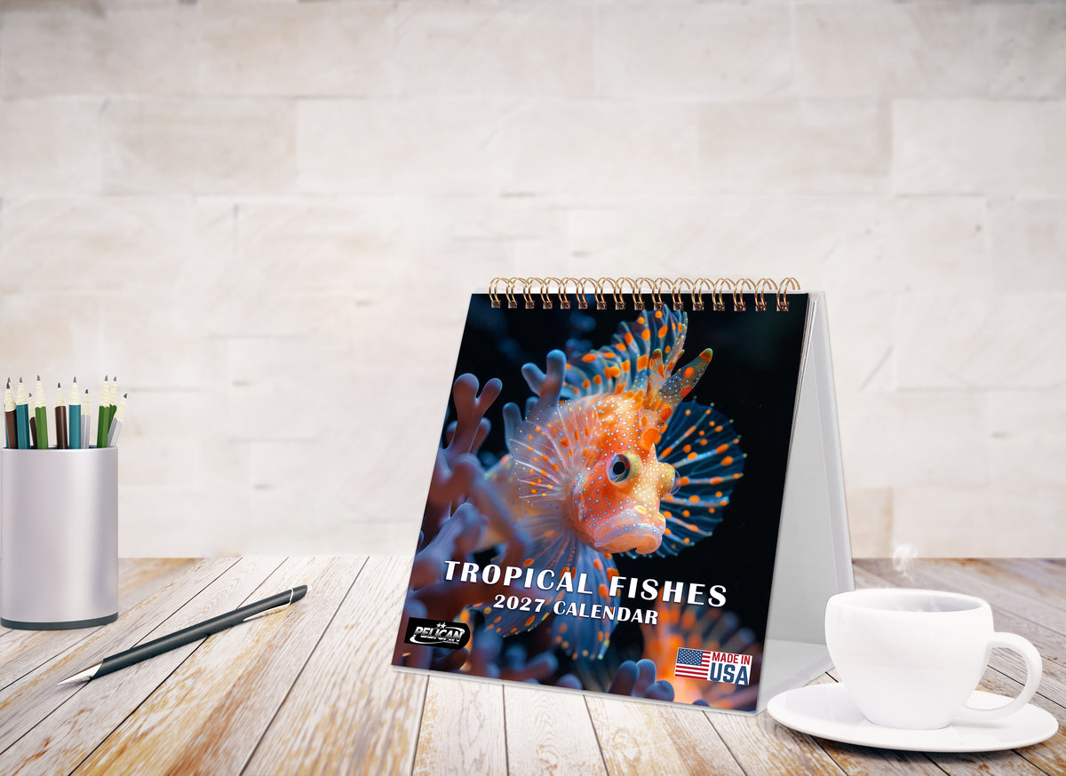 2027-12 Months Desk Calendar Desktop Planner with To-Do List (Tropical Fishes)