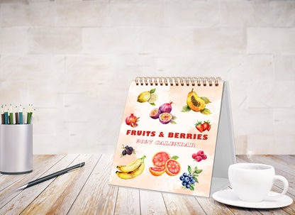 2027-12 Months Desk Calendar Desktop Planner with To-Do List (Fruits & Berries)