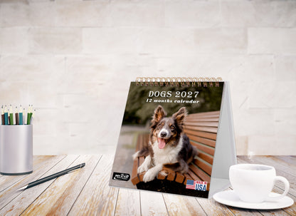 2027-12 Months Desk Calendar Desktop Planner with To-Do List (Dogs)