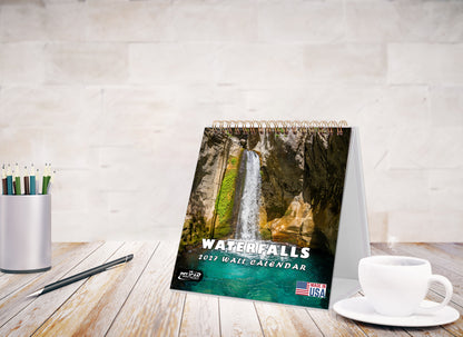 2027-12 Months Desk Calendar Desktop Planner with To-Do List (Waterfalls)