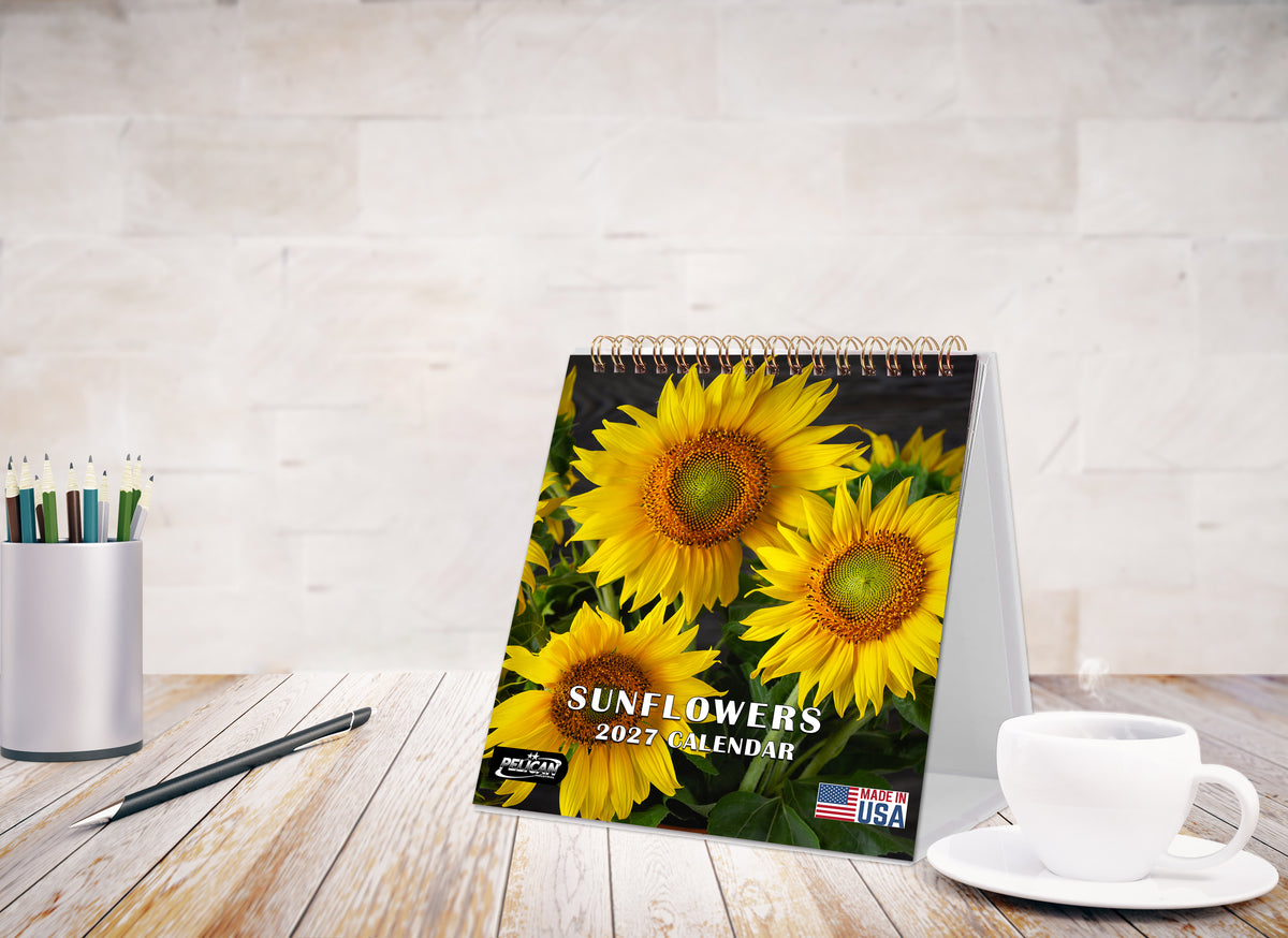 2027-12 Months Desk Calendar Desktop Planner with To-Do List (Sunflowers)