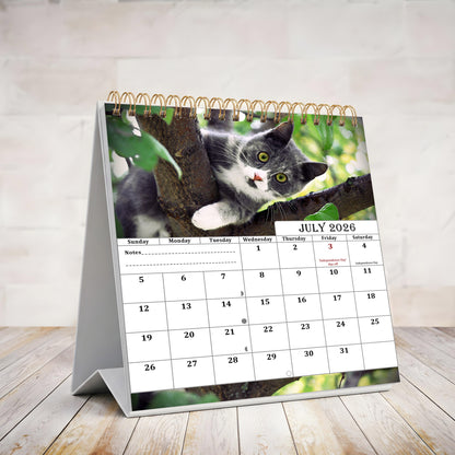 2026-2027 18 Months Standing Flip Desk Calendar Desktop Planner (Cats)