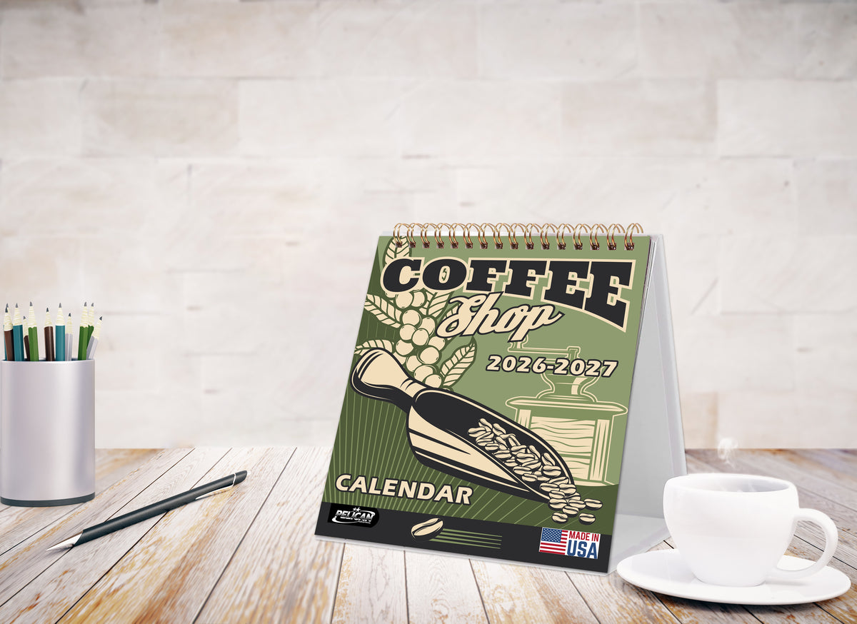 2026-2027 18 Months Standing Flip Desk Calendar Desktop Planner (Coffee)