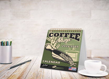 2026-2027 18 Months Standing Flip Desk Calendar Desktop Planner (Coffee)