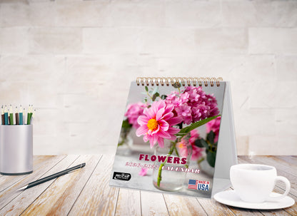 2026-2027 18 Months Standing Flip Desk Calendar Desktop Planner (Flowers)