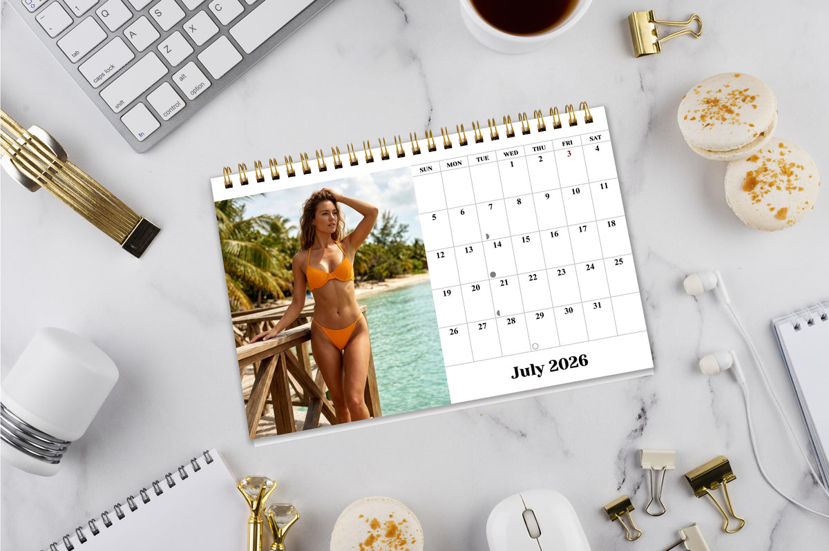 2026-2027 -18 Months Desk Calendar Desktop Planner with To-Do List (Babes Bikini)