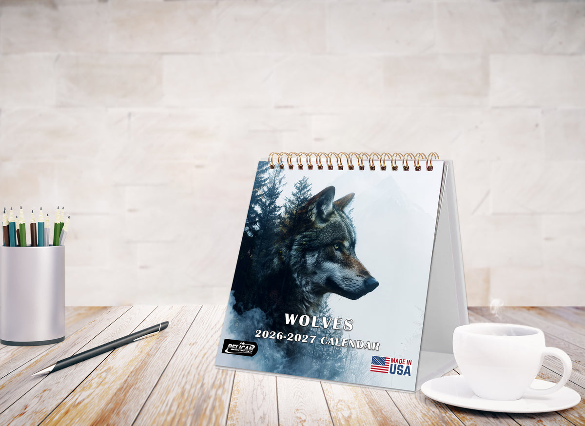 2026-2027 18 Months Standing Flip Desk Calendar Desktop Planner (Wolves)