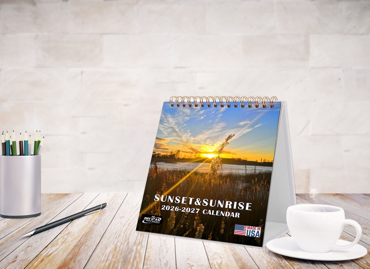 2026-2027 18 Months Standing Flip Desk Calendar Desktop Planner (Sunset&Sunflowers)