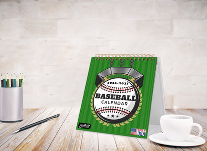 2026-2027 18 Months Standing Flip Desk Calendar Desktop Planner (Baseball)