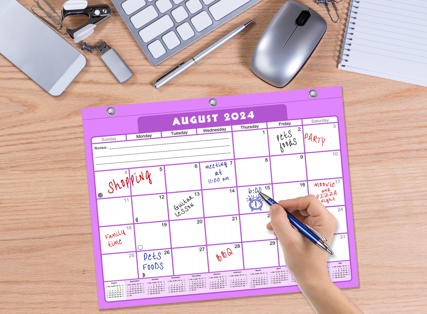 2024-2025 Academic Year 12 Months Student Calendar/Planner for 3-Ring Binder, Desk or Wall -v005