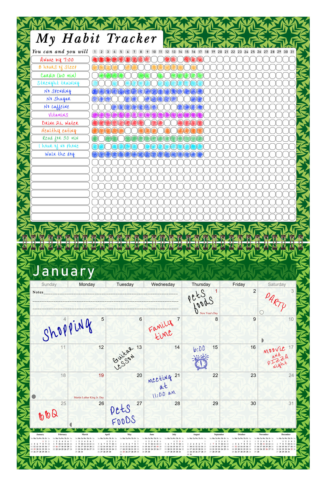 2027 Monthly Desktop/Wall Calendar/Planner - Habit Tracker - (Edition #16)