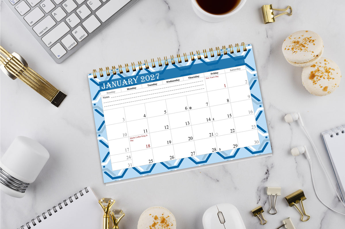 2027-12 Months Desk Calendar Desktop Planner with To-Do List & Notes 04