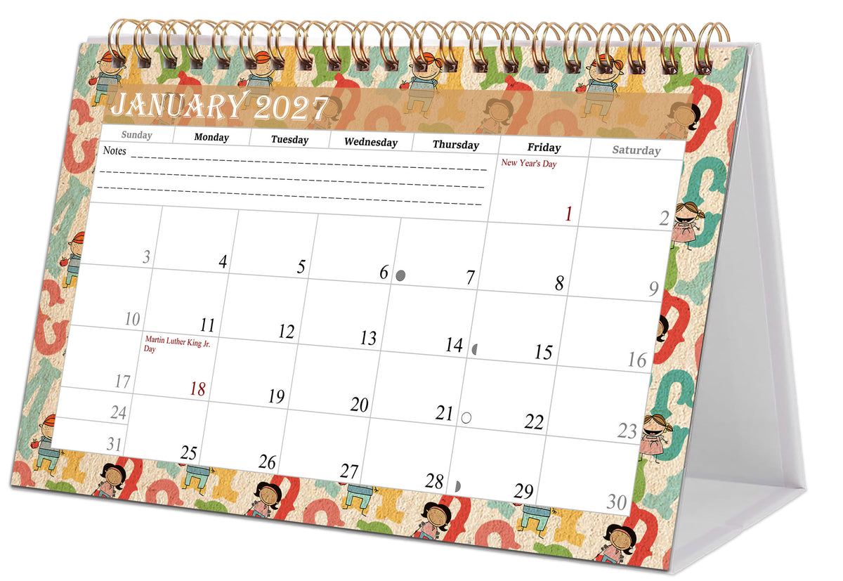 2027-12 Months Desk Calendar Desktop Planner with To-Do List & Notes 010