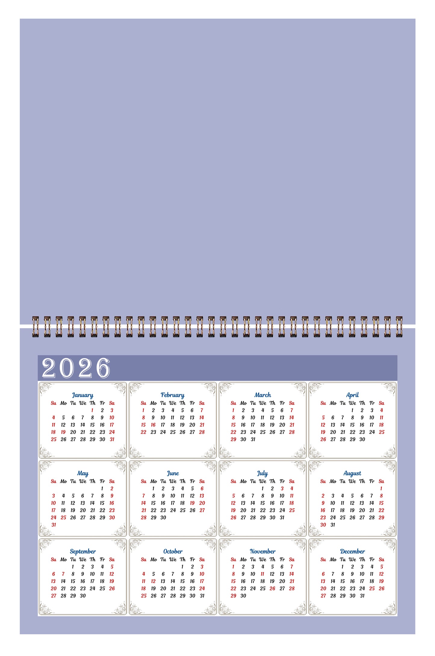 2025 Scrapbook Wall Calendar Spiral-bound (Add Your Own Photos) - 12 Months Desktop #05