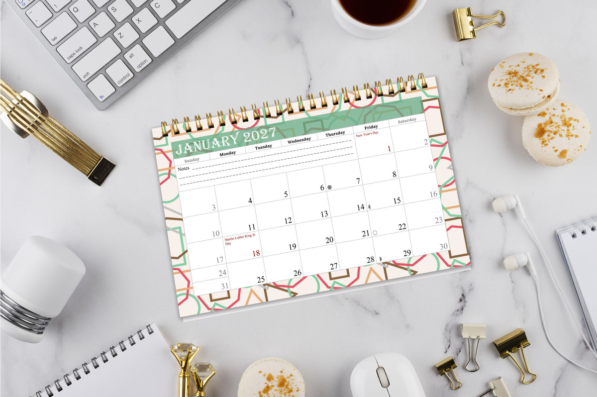 2026-2027 18 Months Standing Flip Desk Calendar Desktop Planner 011