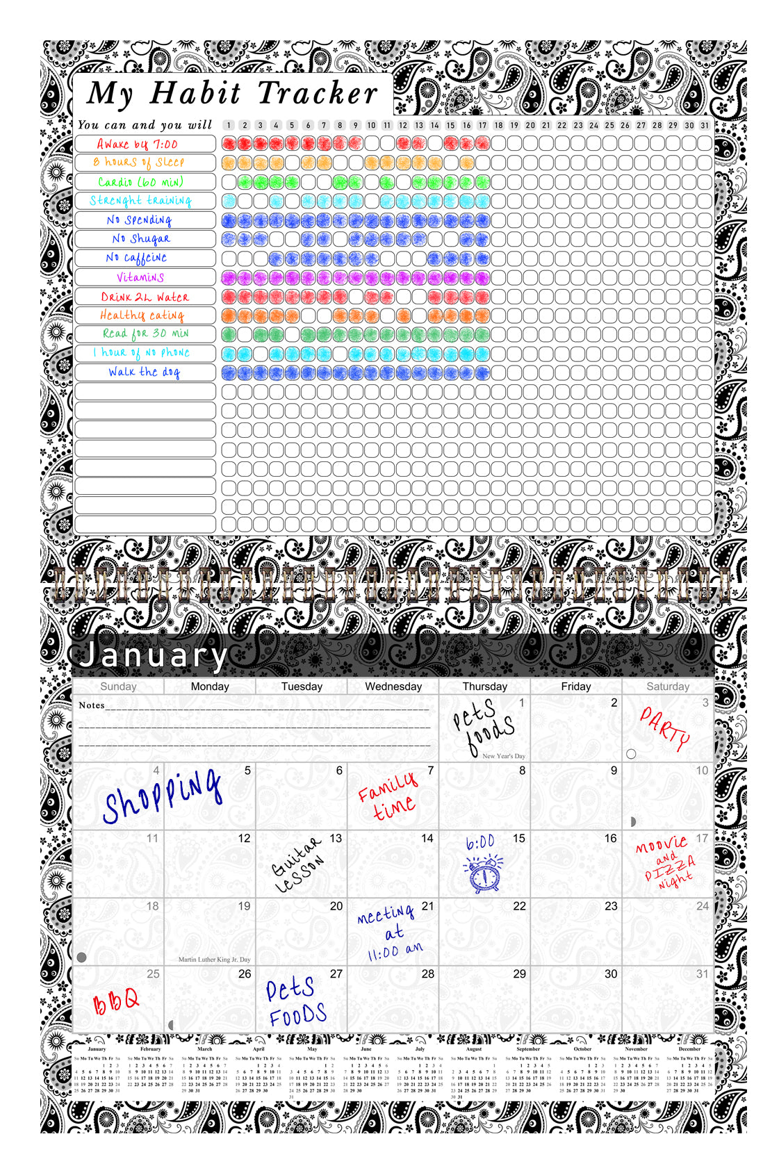 2027 Monthly Desktop/Wall Calendar/Planner - Habit Tracker - (Edition #11)