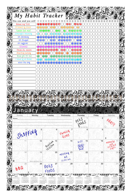 2027 Monthly Desktop/Wall Calendar/Planner - Habit Tracker - (Edition #11)