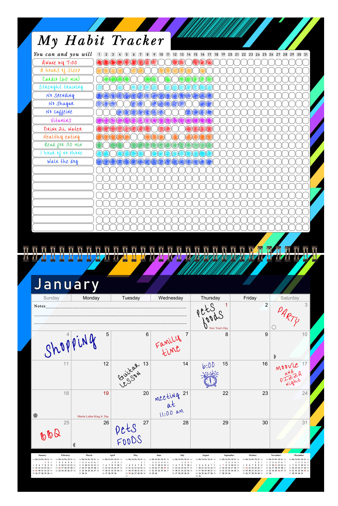 2027 Monthly Desktop/Wall Calendar/Planner - Habit Tracker - (Edition #13)
