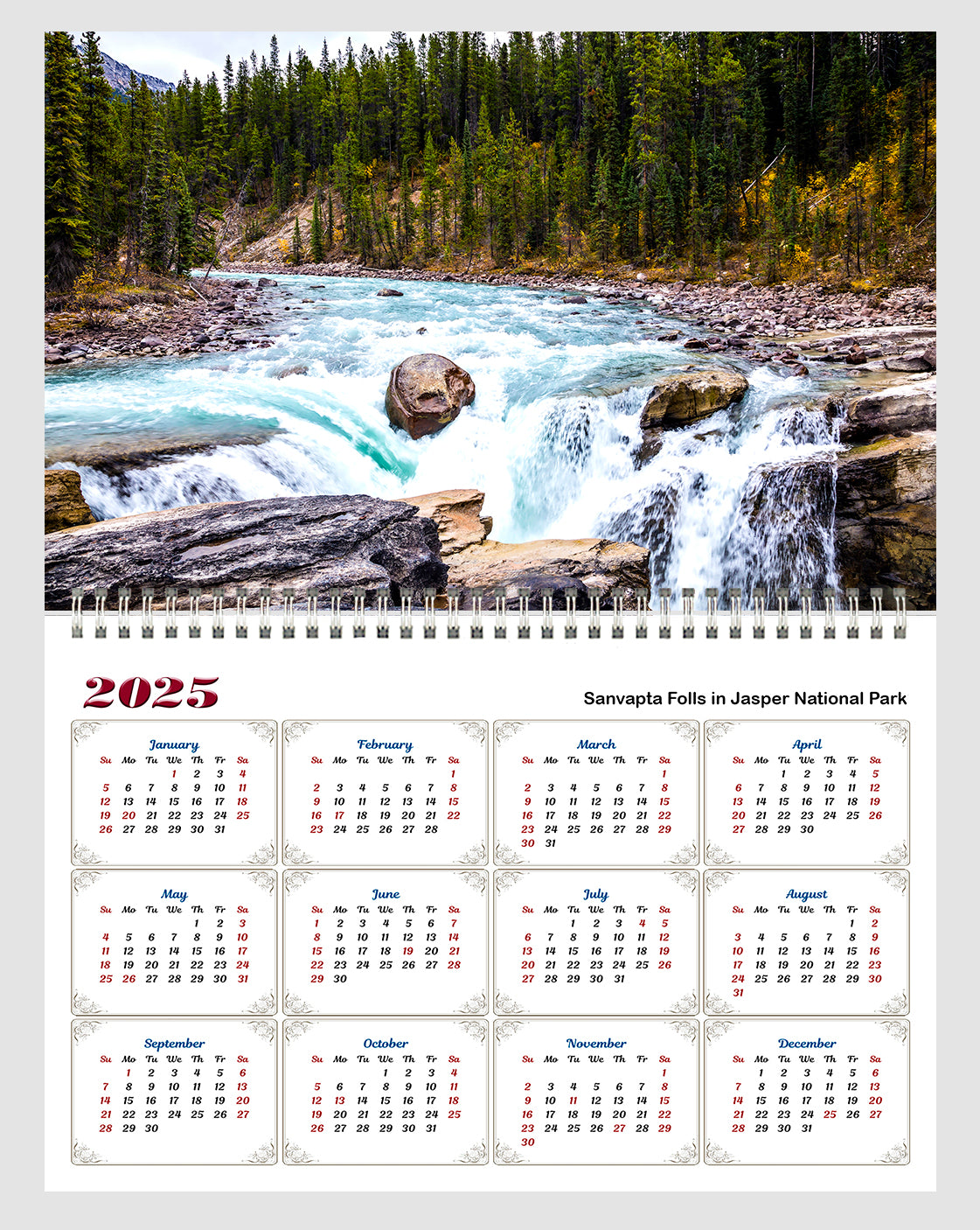 2024 Spiral-bound Wall Calendar (Great Outdoors) - 12 Months Desktop/Wall Calendar/Planner