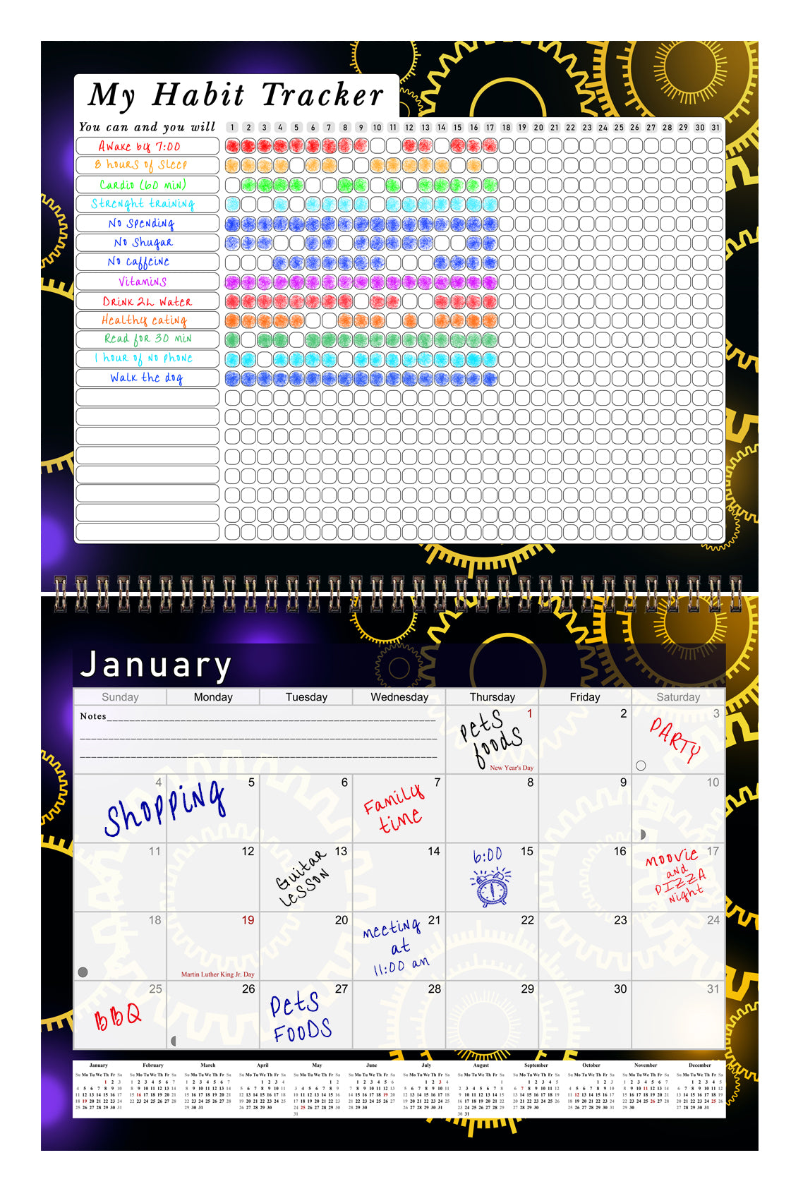 2027 Monthly Desktop/Wall Calendar/Planner - Habit Tracker - (Edition #09)
