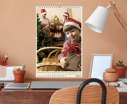 Personalized Custom 2027 Wall Calendar Spiral-bound (Add Your photo) - 12 Months Desktop/Wall Calendar/Planner - Premium Quality (Large 11'' x 17") For Vertical Photo Layout - Made in USA
