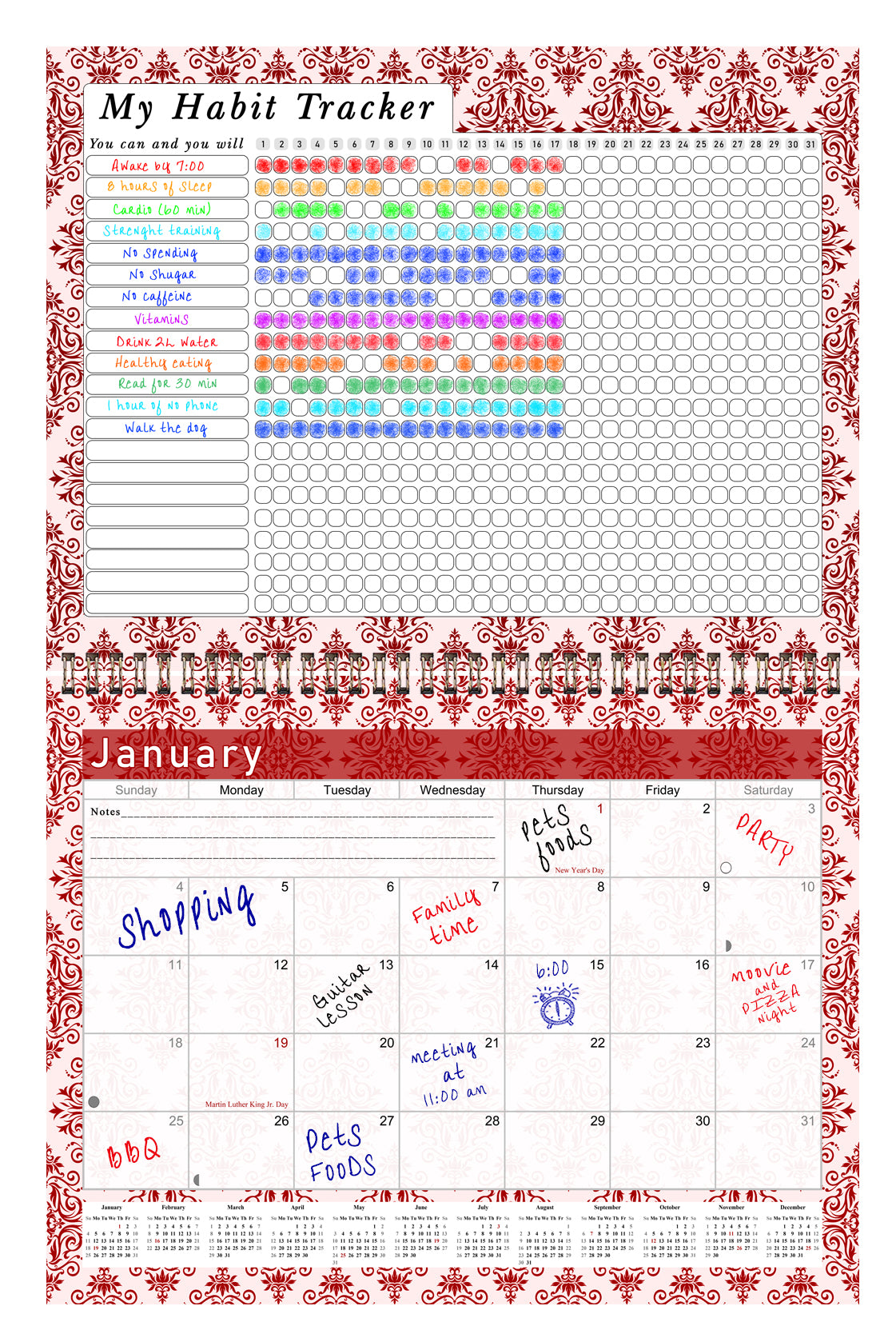 2027 Monthly Desktop/Wall Calendar/Planner - Habit Tracker - (Edition #05)