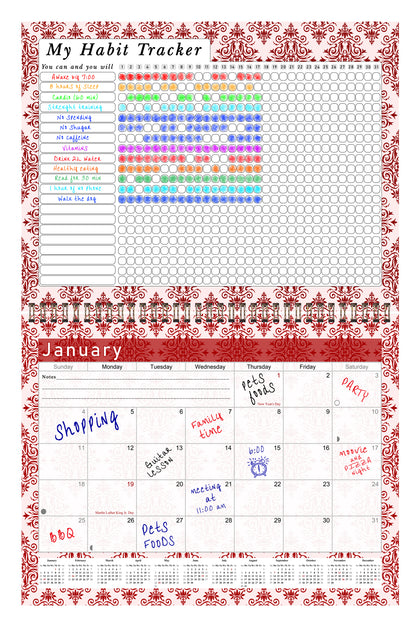 2027 Monthly Desktop/Wall Calendar/Planner - Habit Tracker - (Edition #05)
