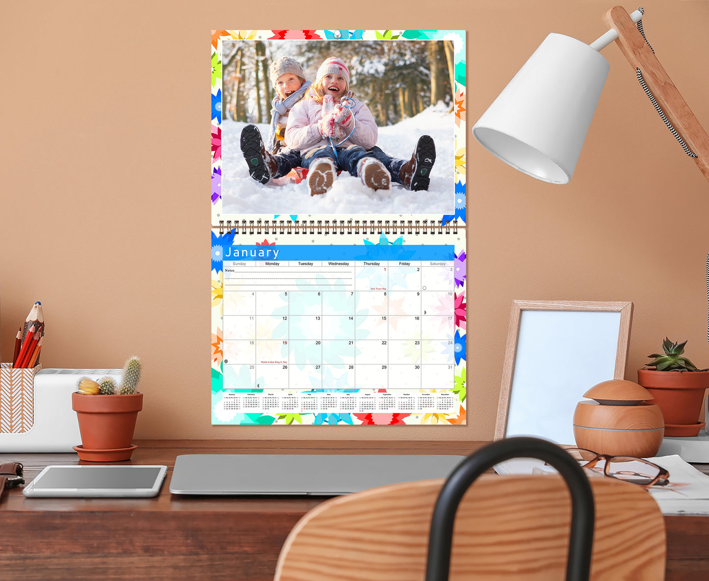 Personalized Custom 2027 Wall Calendar Spiral-bound (Add Your Photos) - 12 Months Desktop/Wall Calendar/Planner - Premium Quality 11 inches by 8.5 inches (11 x 17 Inches Open) Made in USA (Edition #01)