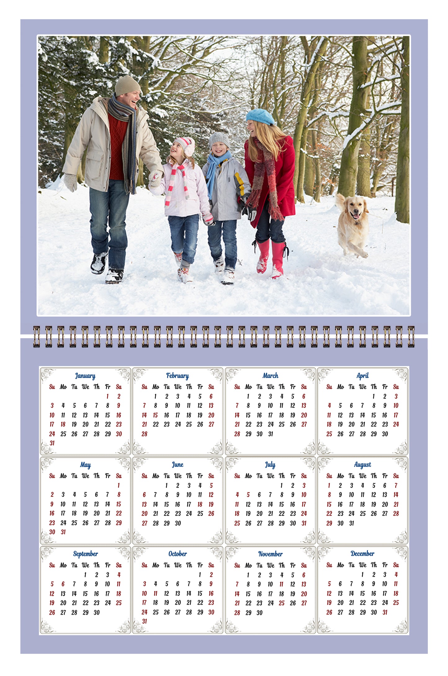 Personalized Custom 2027 Wall Calendar Spiral-bound (Add Your Photos) - 12 Months Desktop/Wall Calendar/Planner - Premium Quality 11 inches by 8.5 inches (11 x 17 Inches Open) Made in USA (Edition #05)
