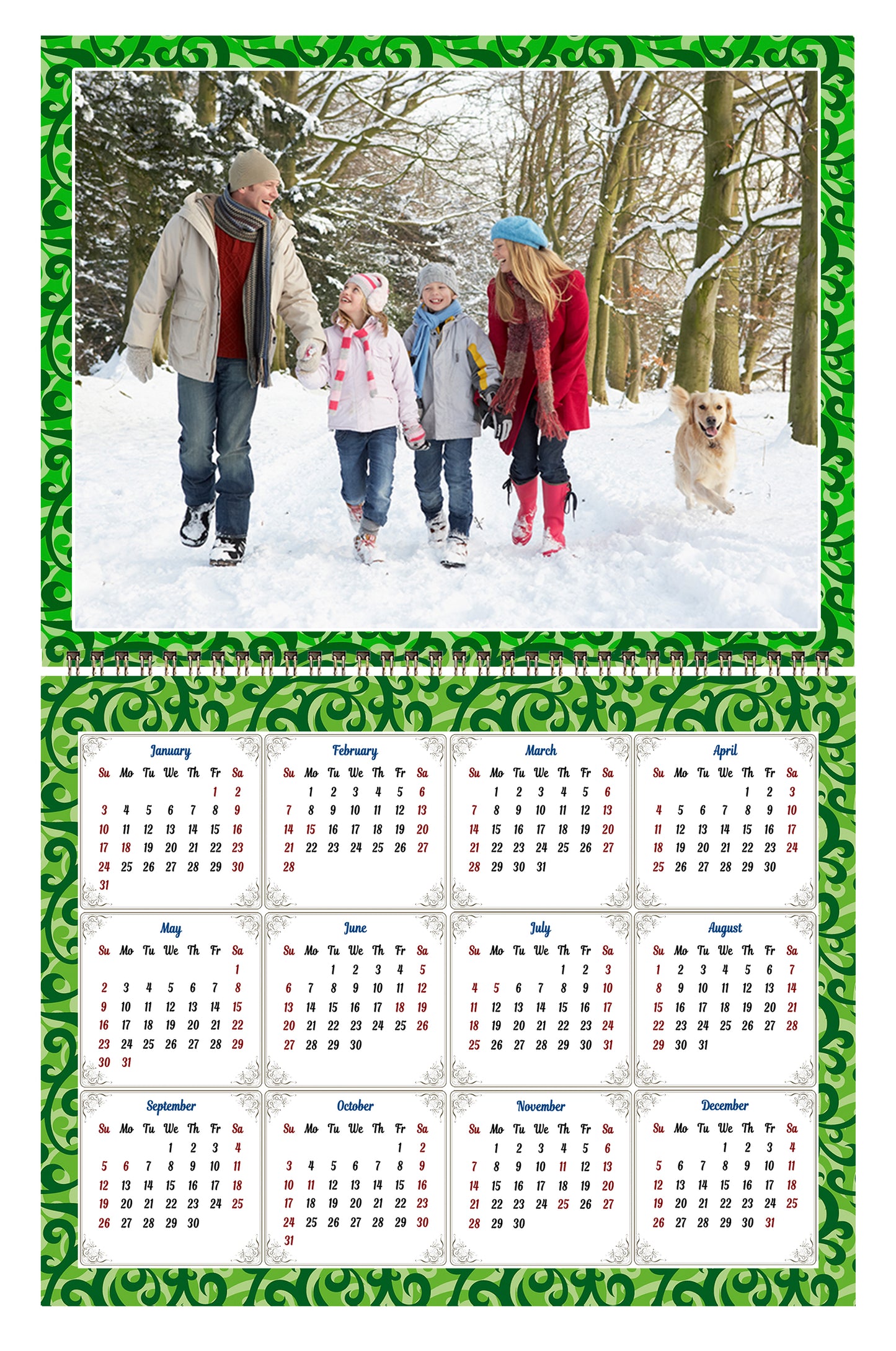 Personalized Custom 2027 Wall Calendar Spiral-bound (Add Your Photos) - 12 Months Desktop/Wall Calendar/Planner - Premium Quality 11 inches by 8.5 inches (11 x 17 Inches Open) Made in USA (Edition #06)