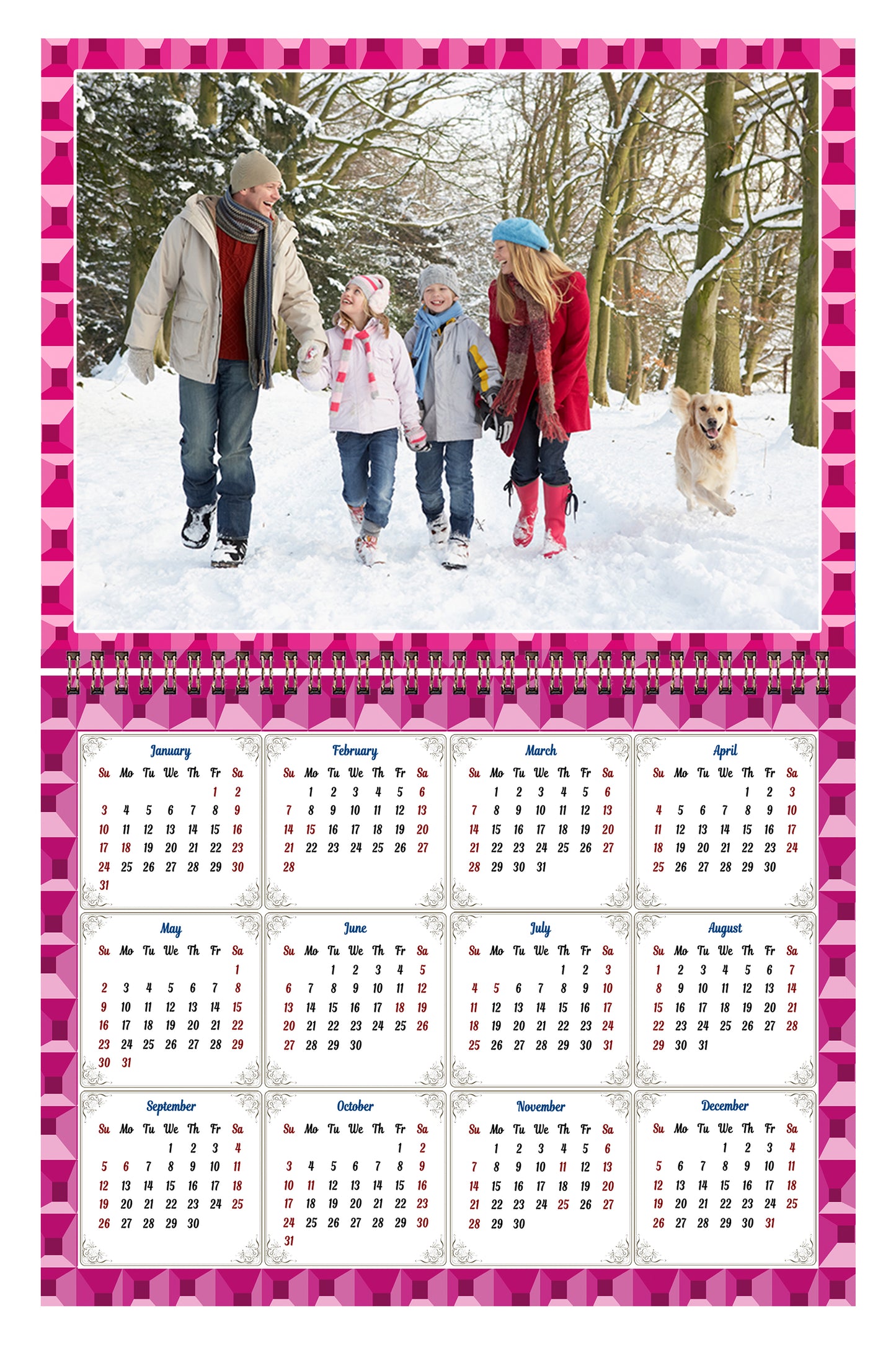 Personalized Custom 2027 Wall Calendar Spiral-bound (Add Your Photos) - 12 Months Desktop/Wall Calendar/Planner - Premium Quality 11 inches by 8.5 inches (11 x 17 Inches Open) Made in USA (Edition #03)