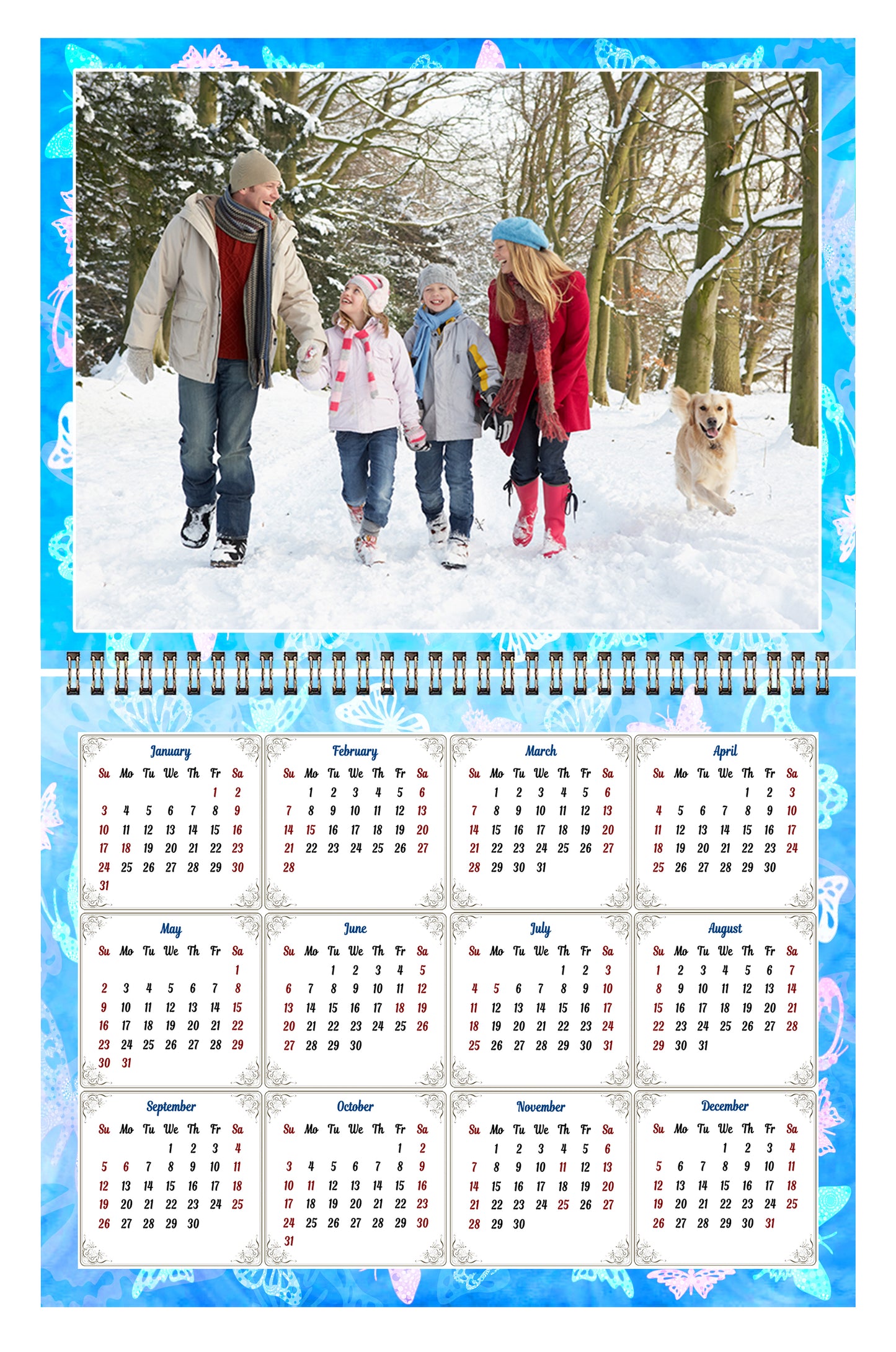 Personalized Custom 2027 Wall Calendar Spiral-bound (Add Your Photos) - 12 Months Desktop/Wall Calendar/Planner - Premium Quality 11 inches by 8.5 inches (11 x 17 Inches Open) Made in USA (Edition #08)