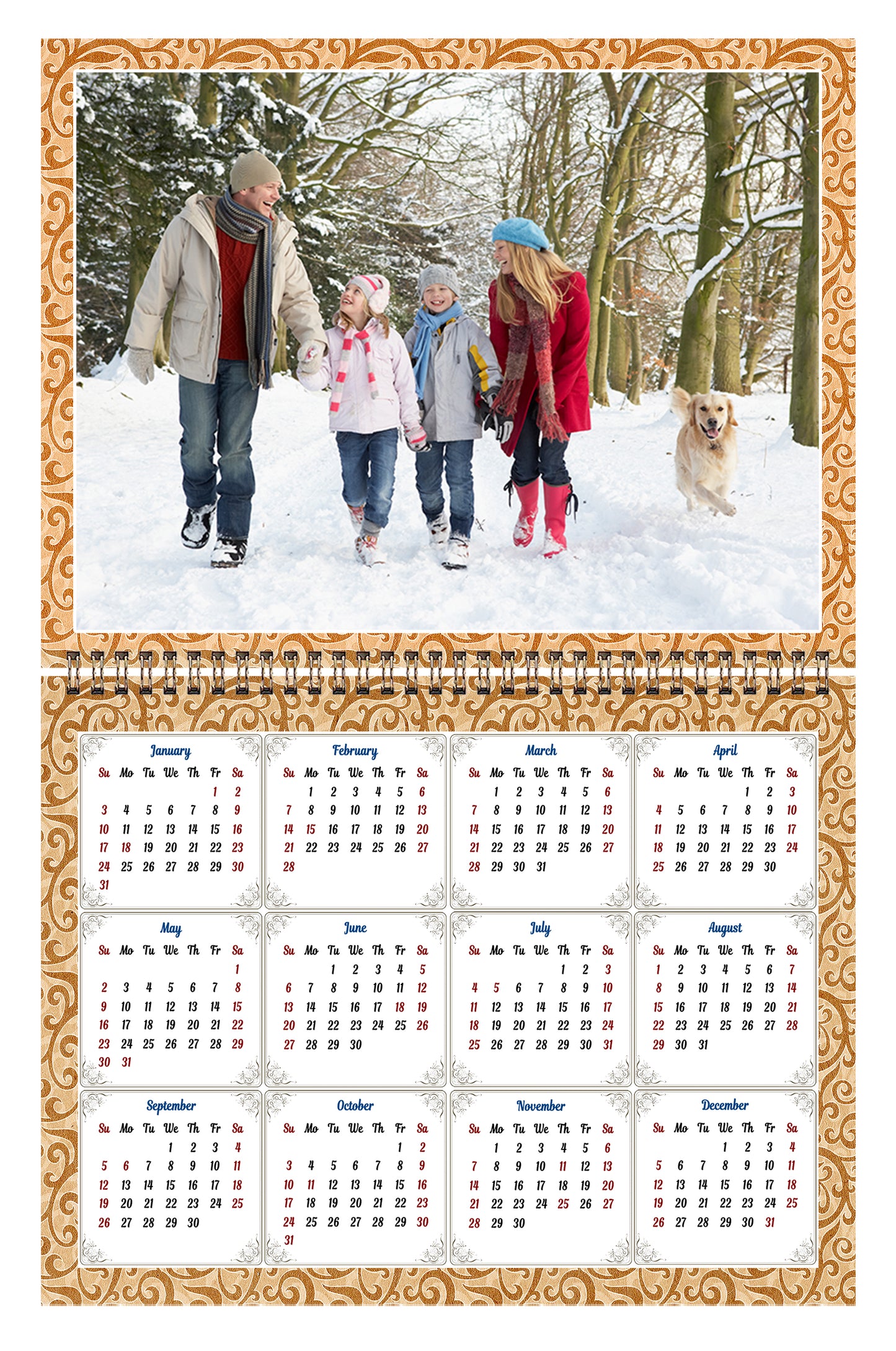 Personalized Custom 2027 Wall Calendar Spiral-bound (Add Your Photos) - 12 Months Desktop/Wall Calendar/Planner - Premium Quality 11 inches by 8.5 inches (11 x 17 Inches Open) Made in USA (Edition #09)