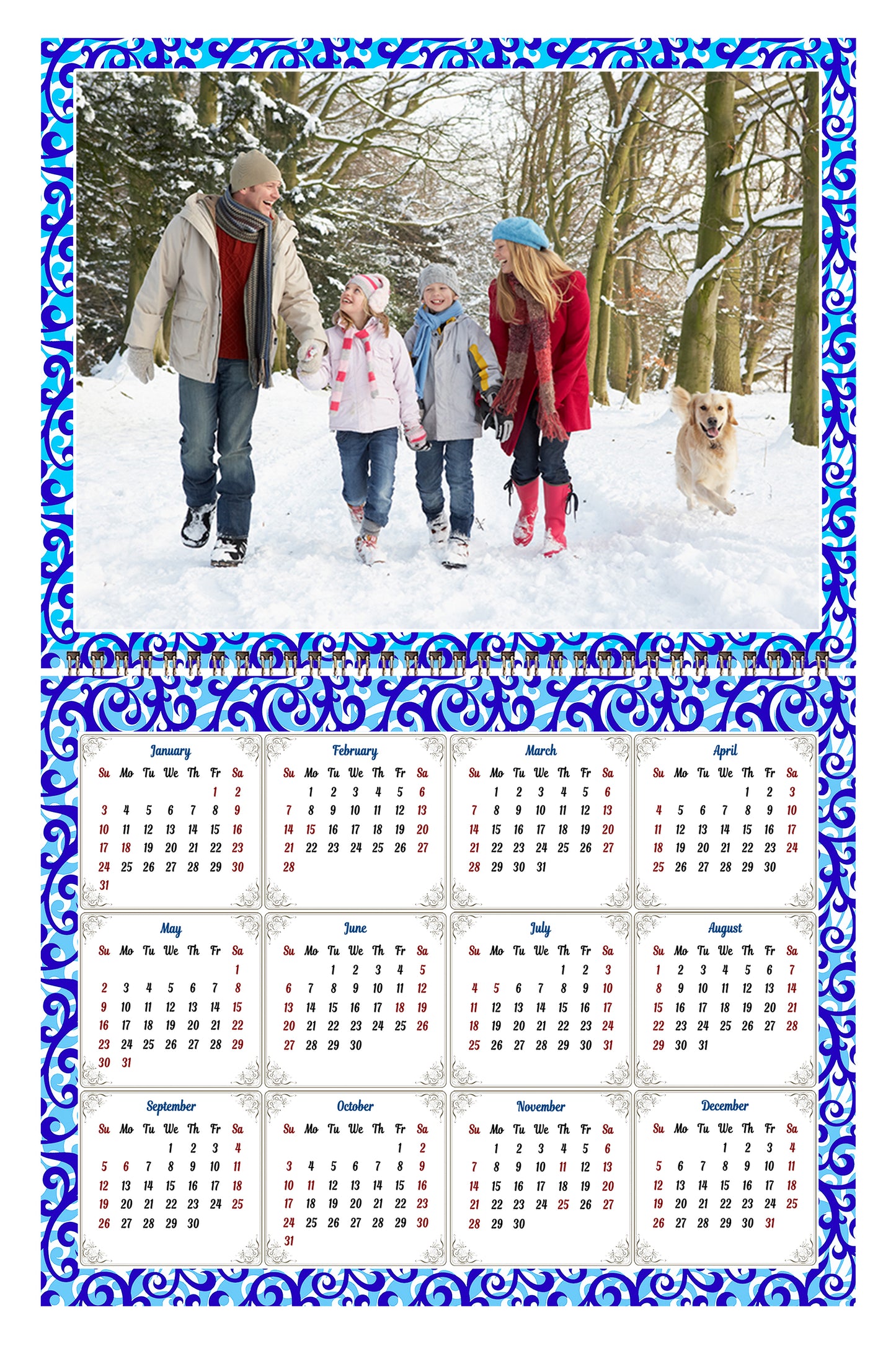 Personalized Custom 2027 Wall Calendar Spiral-bound (Add Your Photos) - 12 Months Desktop/Wall Calendar/Planner - Premium Quality 11 inches by 8.5 inches (11 x 17 Inches Open) Made in USA (Edition #07)