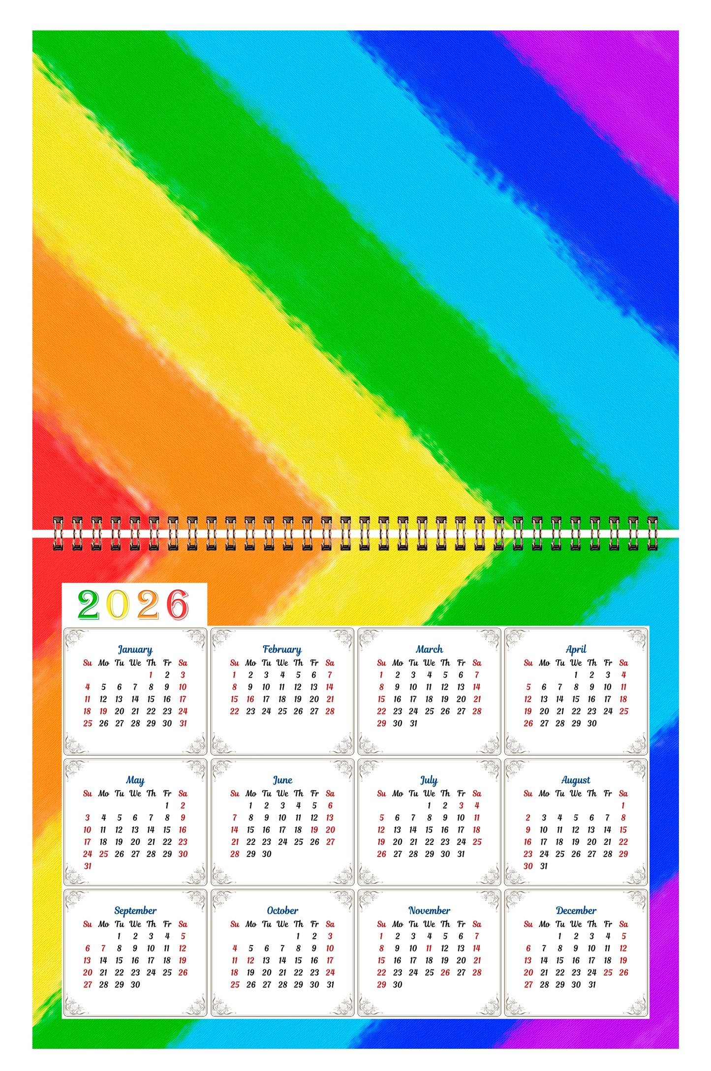 2025 Scrapbook Wall Calendar Spiral-bound (Add Your Own Photos) - 12 Months Desktop #014