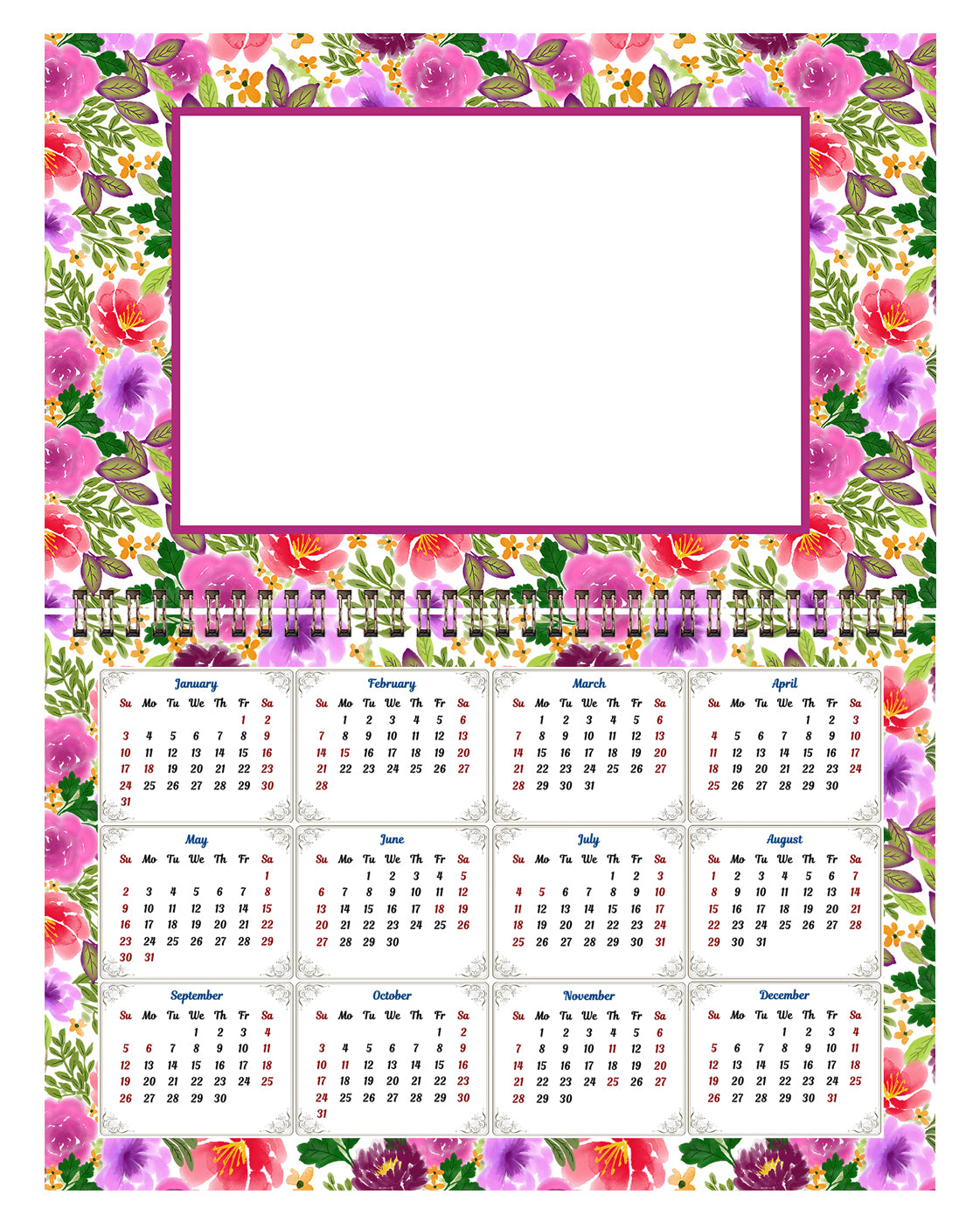 Personalized Custom 12 Months Calendar 2027 Collecting Memories Wall/Desktop/Planner Spiral-bound Mini 8.5x11 Inch (Add Your Own Photos) - Customized For Home, Office, Party, Birthday, Christmas Gift - Made in USA (Edition #12)