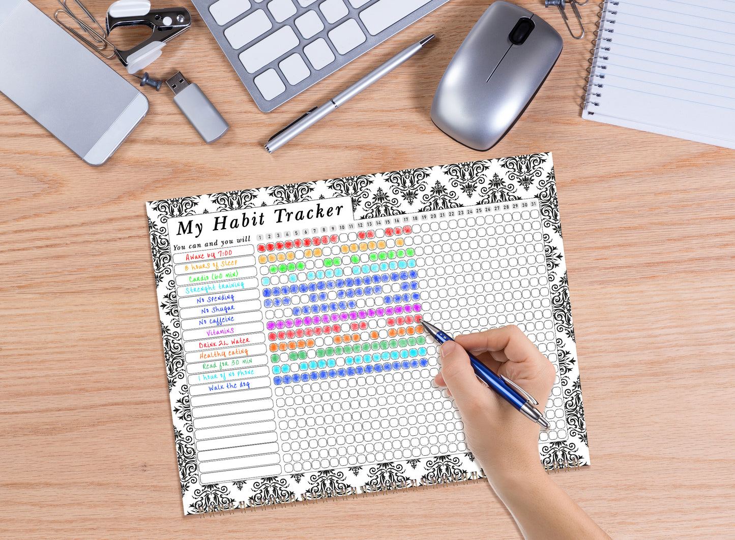 2027 Monthly Desktop/Wall Calendar/Planner - Habit Tracker - (Edition #08)