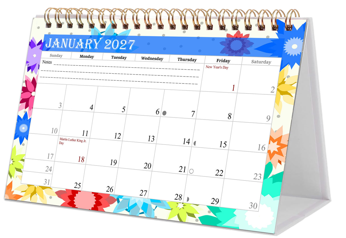 2027-12 Months Desk Calendar Desktop Planner with To-Do List & Notes 01