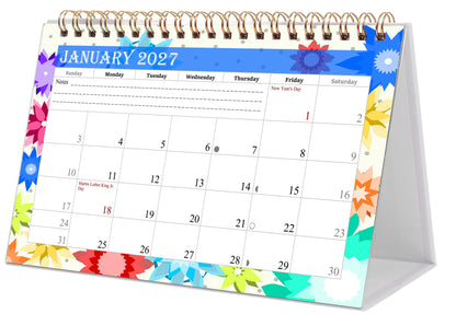 2027-12 Months Desk Calendar Desktop Planner with To-Do List & Notes 01