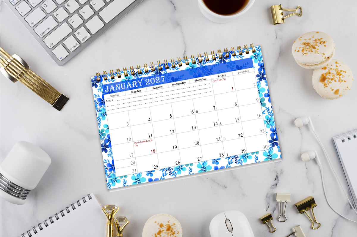 2027-12 Months Desk Calendar Desktop Planner with To-Do List & Notes 012
