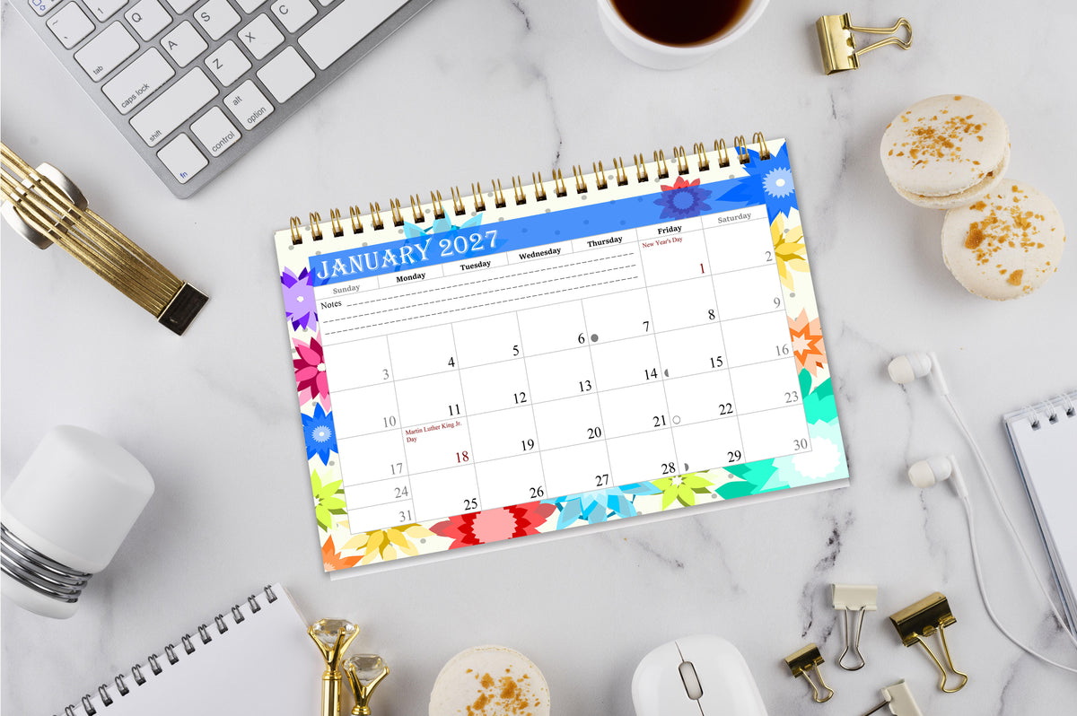 2026-2027 18 Months Standing Flip Desk Calendar Desktop Planner with To-Do List & Notes 01