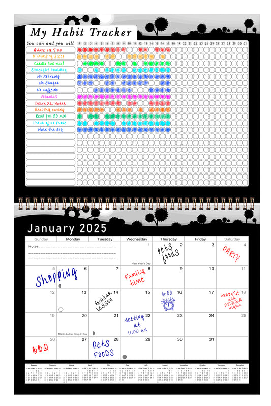 2025 Monthly Desktop/Wall Calendar/Planner - Habit Tracker - (Edition #15)
